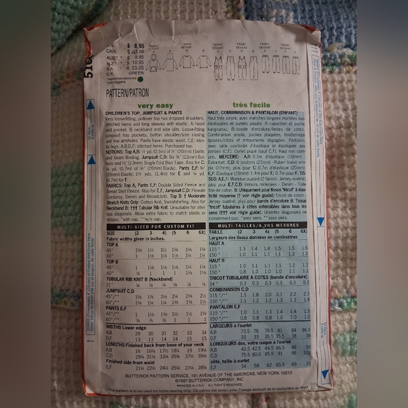 Butterick Kids Sewing Pattern 5164 💙❤️💛 - Picture 3 of 4